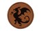 Wyvern Dragon Fantasy Silhouette Round Iron-On Engraved Faux Leather Patch Applique - 2.5 inches